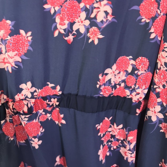 PLEIONE Navy Floral Sleeveless Duster Kimono Cardigan Vest Women 2X - Picture 15 of 16